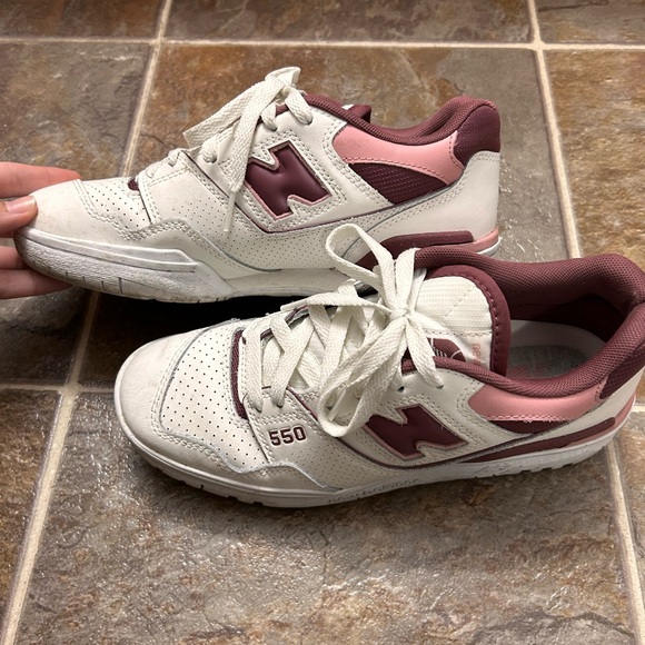 New Balance 550s Burgundy and White Sneakers - Picture 1 of 6